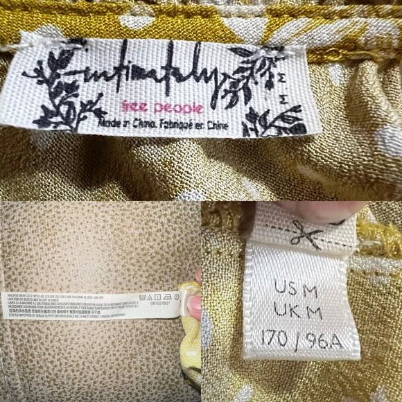 Free People One On One Date Bodysuit Marigold Combo Top Bell Sleeve MED - Picture 10 of 10